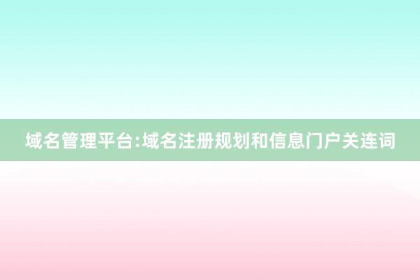 域名管理平台:域名注册规划和信息门户关连词